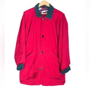 Vintage Greatland Apparel red barn / chore jacket with green corduroy trim Small
